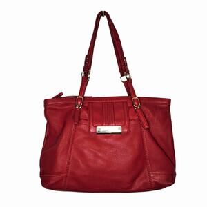 The Sak Large Red Pebbled Leather Tote Shoulder Bag Purse Double Strap Roomy